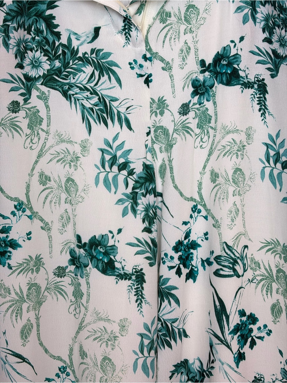 Anthropologie Cream Wide-Leg Pants with Green Floral Print - Picture 6 of 6